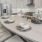 Kitchen island with three stool seating.